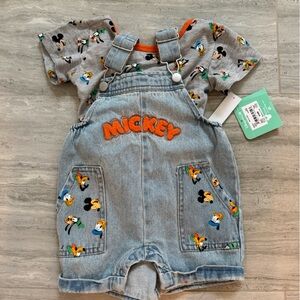 NWT Disney Baby Denim Overalls Set